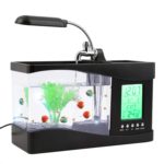ミニ水槽セット LCD温度計付き 多機能ミニ金魚鉢 FightingTL 亀 熱帯魚 ヒーター 水…